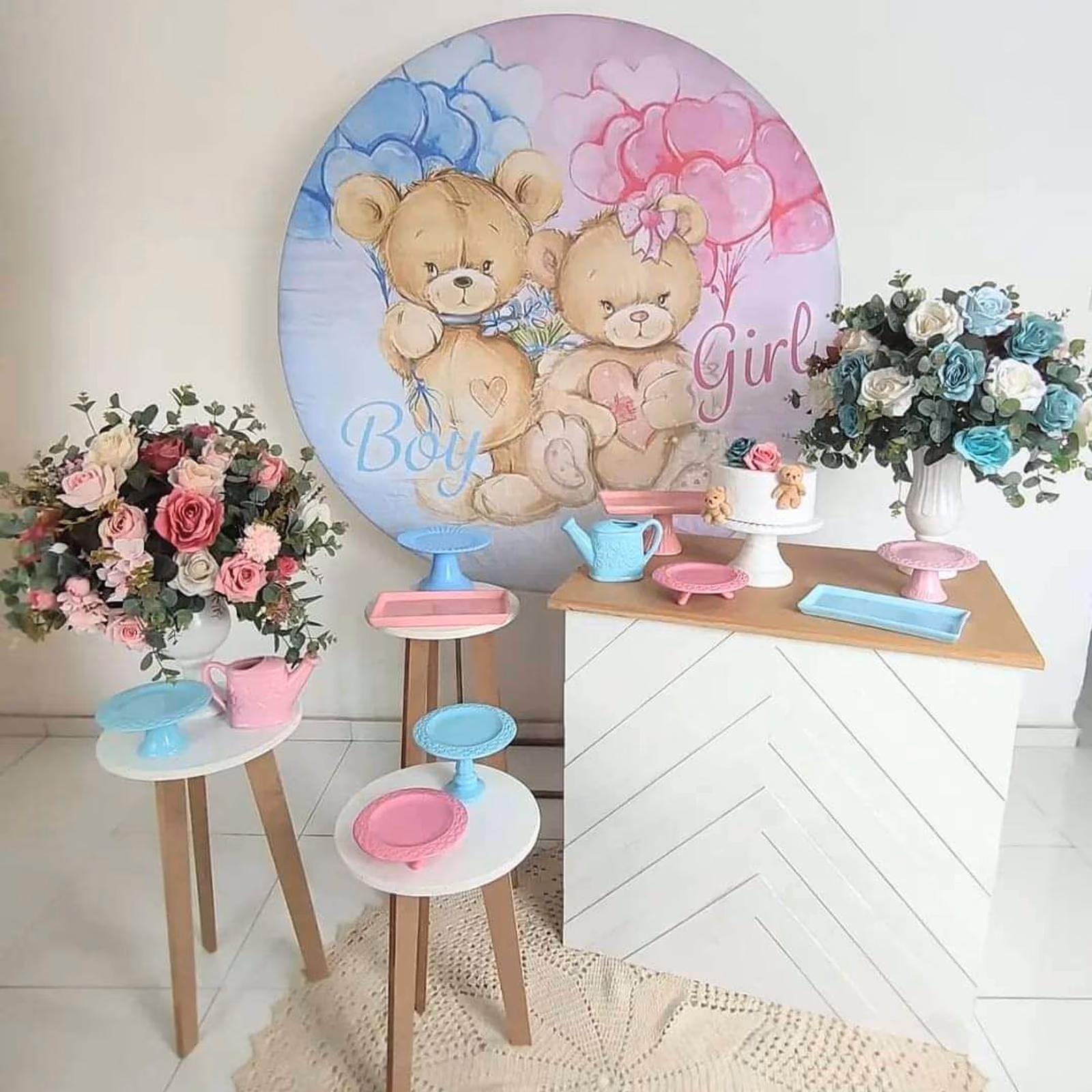 Decor Chá Revelação com Cômoda Branca